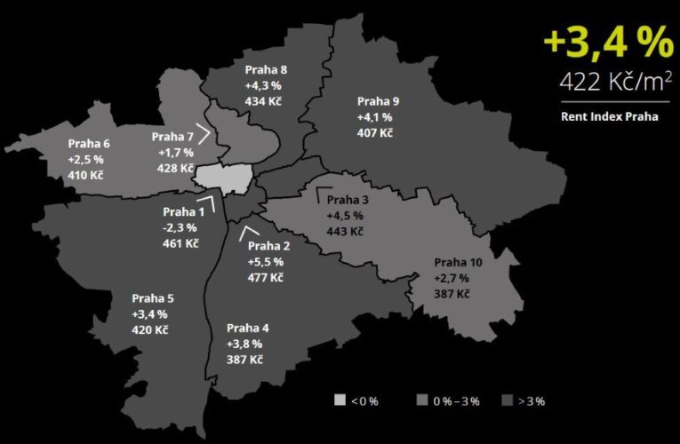 Nájmy na Praze 2 jsou poprvé dražší než na Praze 1. Nová mapa nájemného v Česku